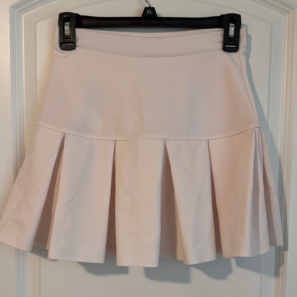 Cream Skater Mini Skirt with Pleats